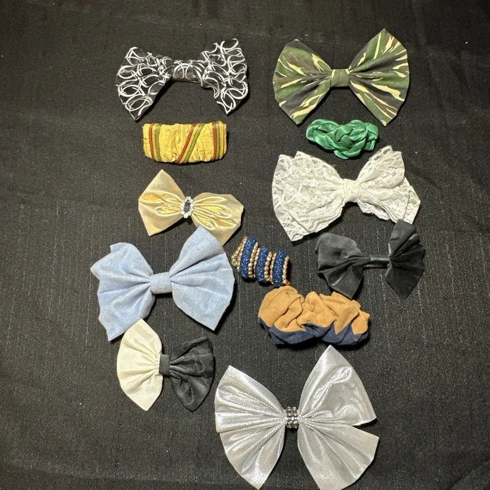 Vintage Lot Of 12 Hair Barrettes / Accessories 80s 90s Metal Clasp Multi Color